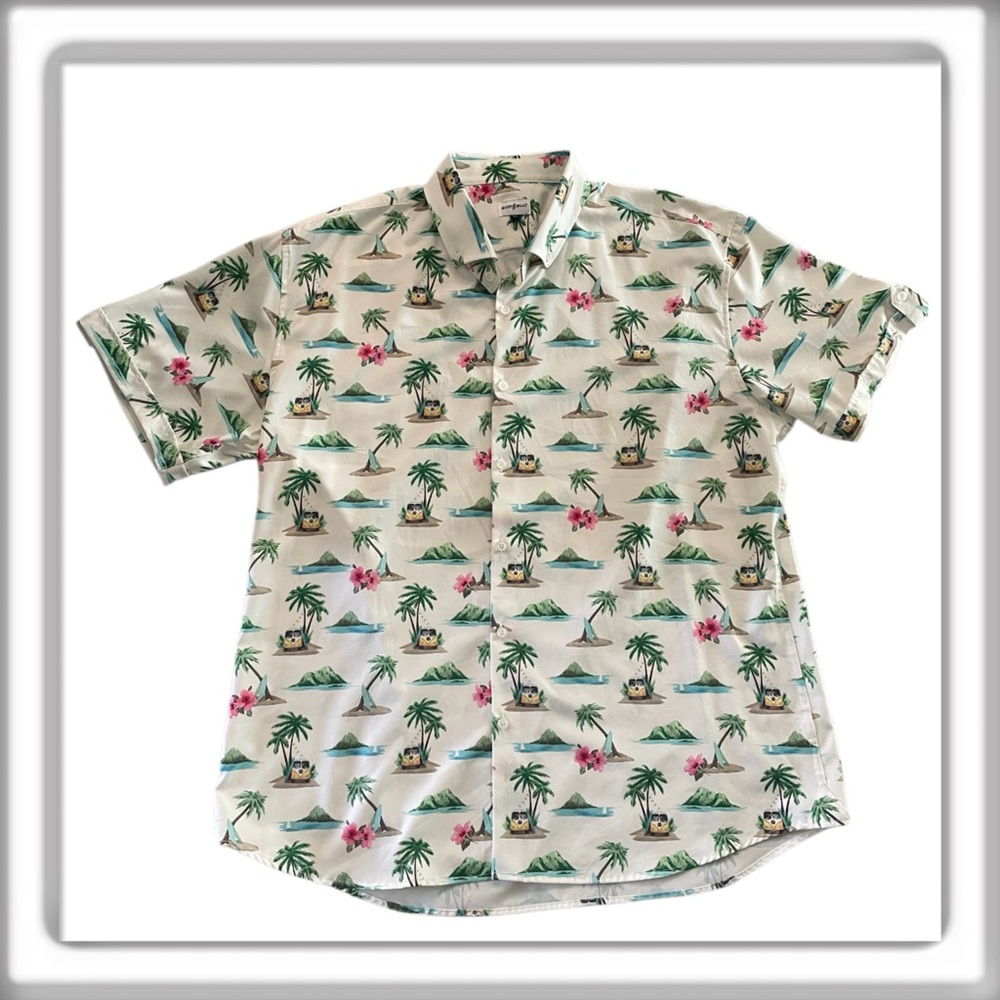 Bouy Boat VW Surf Island Woven Button Down Short Sleeve Shirt Tropical Size XXL